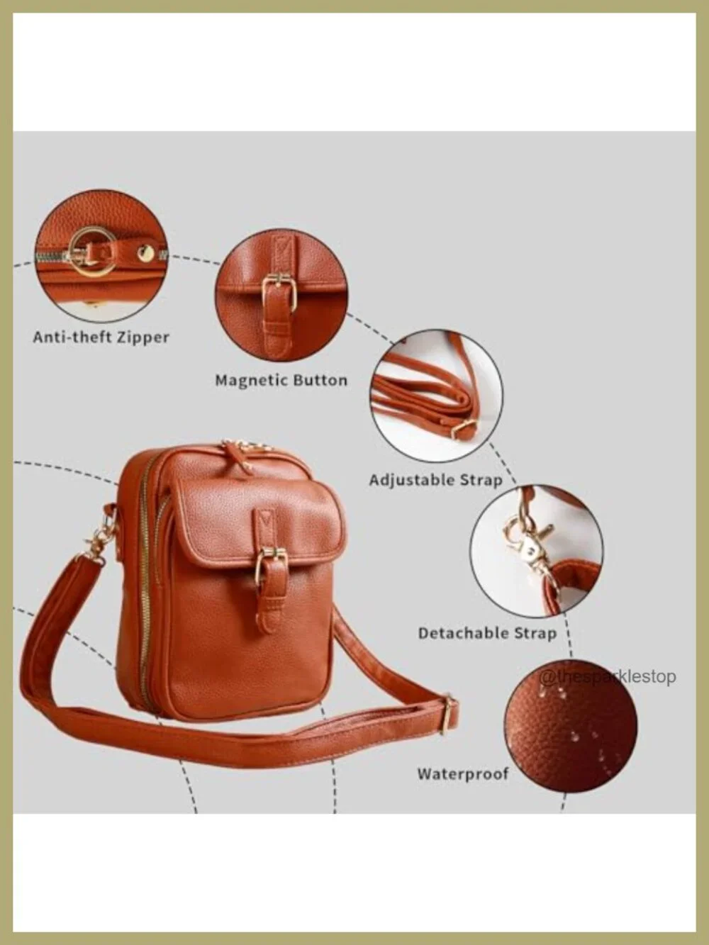 Anti-Theft Faux Leather Crossbody Bag Messenger Large Capacity Card Slots